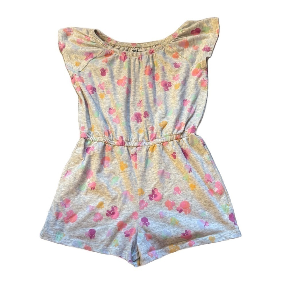 Disney Minnie Mouse Romper Sz 6 Gray Pink Short Sleeve Kids